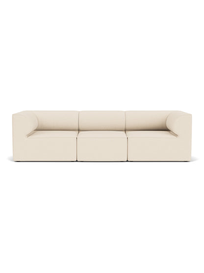 A front-on shot of the Eave Modular Sofa, 96, 3-Seater, Configuration 2, upholstered in a light cream Logan Jasmine fabric.