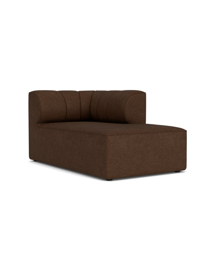 The Eave Seamline Modular Sofa, 86, Chaise Longue, right-corner piece in textured brown Audo Bouclé 07 on a white background.