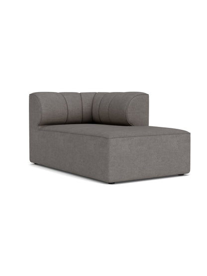 Eave Seamline Modular Sofa, 86, Chaise Longue right-corner module in grey bouclé fabric with a low, stitched backrest.