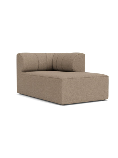 Eave Seamline Modular Sofa, 86, Chaise Longue in light brown Logan Flint fabric, shown at an angle on a white background.