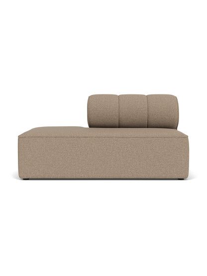 A front view of the Eave Seamline Modular Sofa, 86, Open End Left, upholstered in textured, light brown Logan Flint fabric.