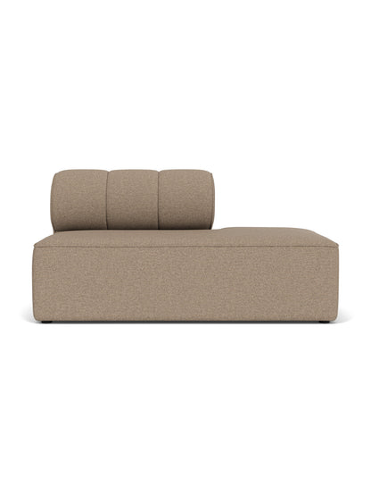 Front view of the Eave Seamline Modular Sofa 86 Open End Right in light brown Logan Flint fabric against a white background.