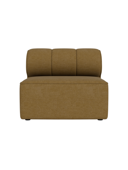 A front view of the Eave Seamline Modular Sofa 86 Open Section, upholstered in a textured, brown Audo Bouclé 06 fabric.