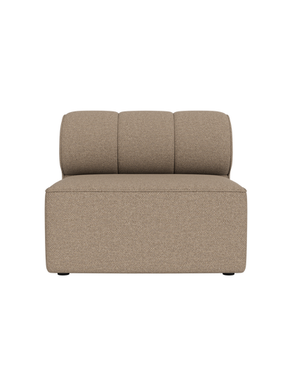 Front view of the Eave Seamline Modular Sofa, 86, Open Section, upholstered in light brown, textured Logan Flint fabric.