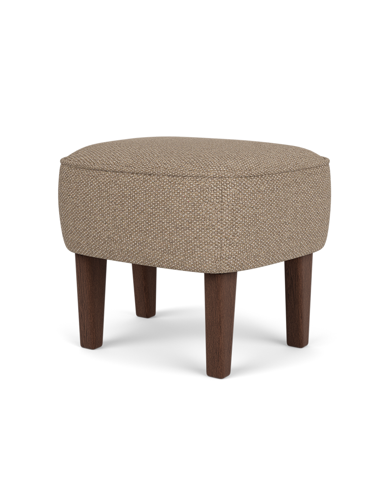 Ingeborg Ottoman in textured Logan Flint textile with dark stained oak legs, designed by Flemming Lassen.