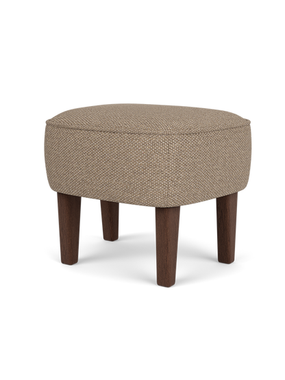 Ingeborg Ottoman in textured Logan Flint textile with dark stained oak legs, designed by Flemming Lassen.