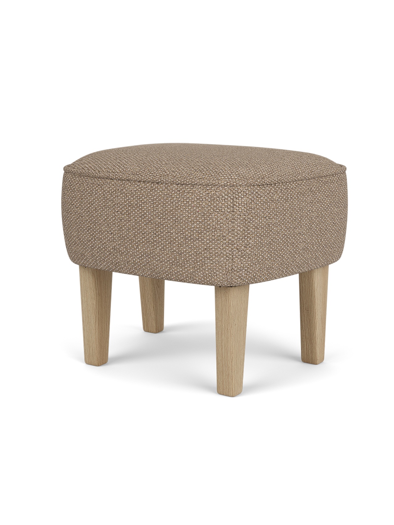 Ingeborg Ottoman in Logan Flint textured textile with natural oak legs, designed by Flemming Lassen.
