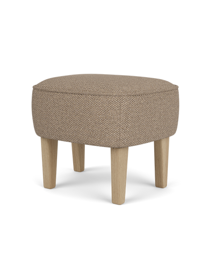 Ingeborg Ottoman in Logan Flint textured textile with natural oak legs, designed by Flemming Lassen.