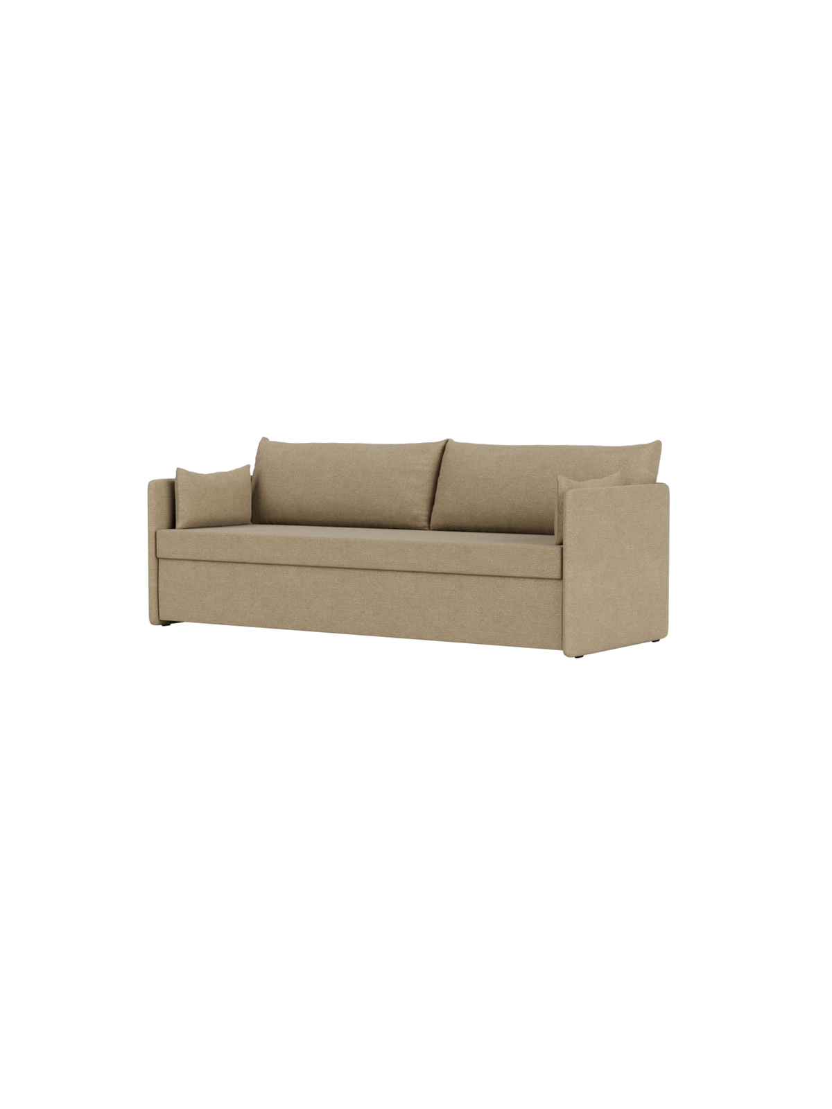 Offset Sovesofa som 3-personers i lukket position betrukket i Audo Bouclé 02-stof med et enkelt og moderne udtryk.