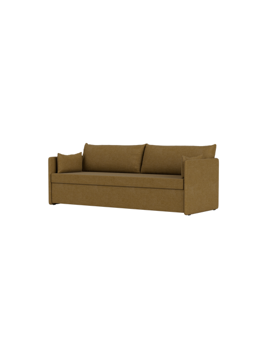 Offset Sovesofa som 3-personers i lukket position betrukket i Audo Bouclé 06 stof med et enkelt og moderne udtryk.