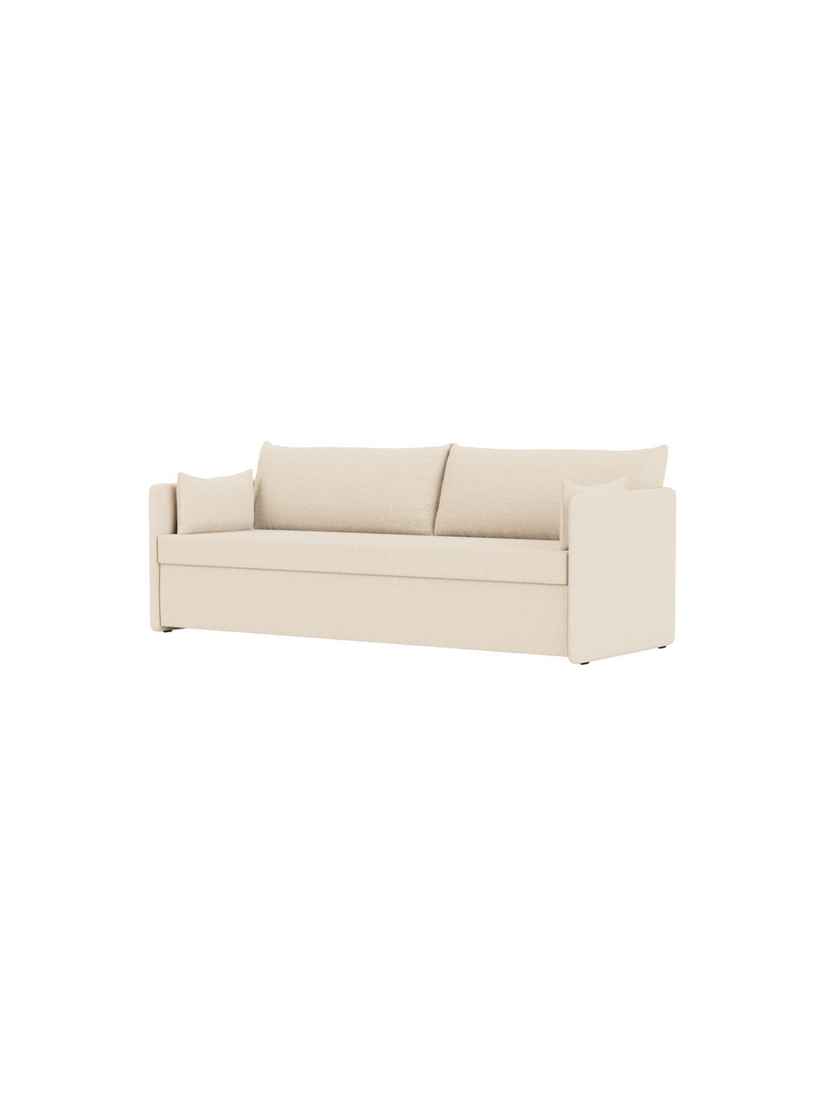 Offset Sovesofa som 3-personers i lukket position betrukket med Logan Jasmine-stof, med en ren og elegant silhuet.