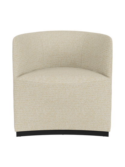 Front view of the Tearoom Club Chair in a light, textured Savanna 202 fabric, featuring a curved back and a dark base.
