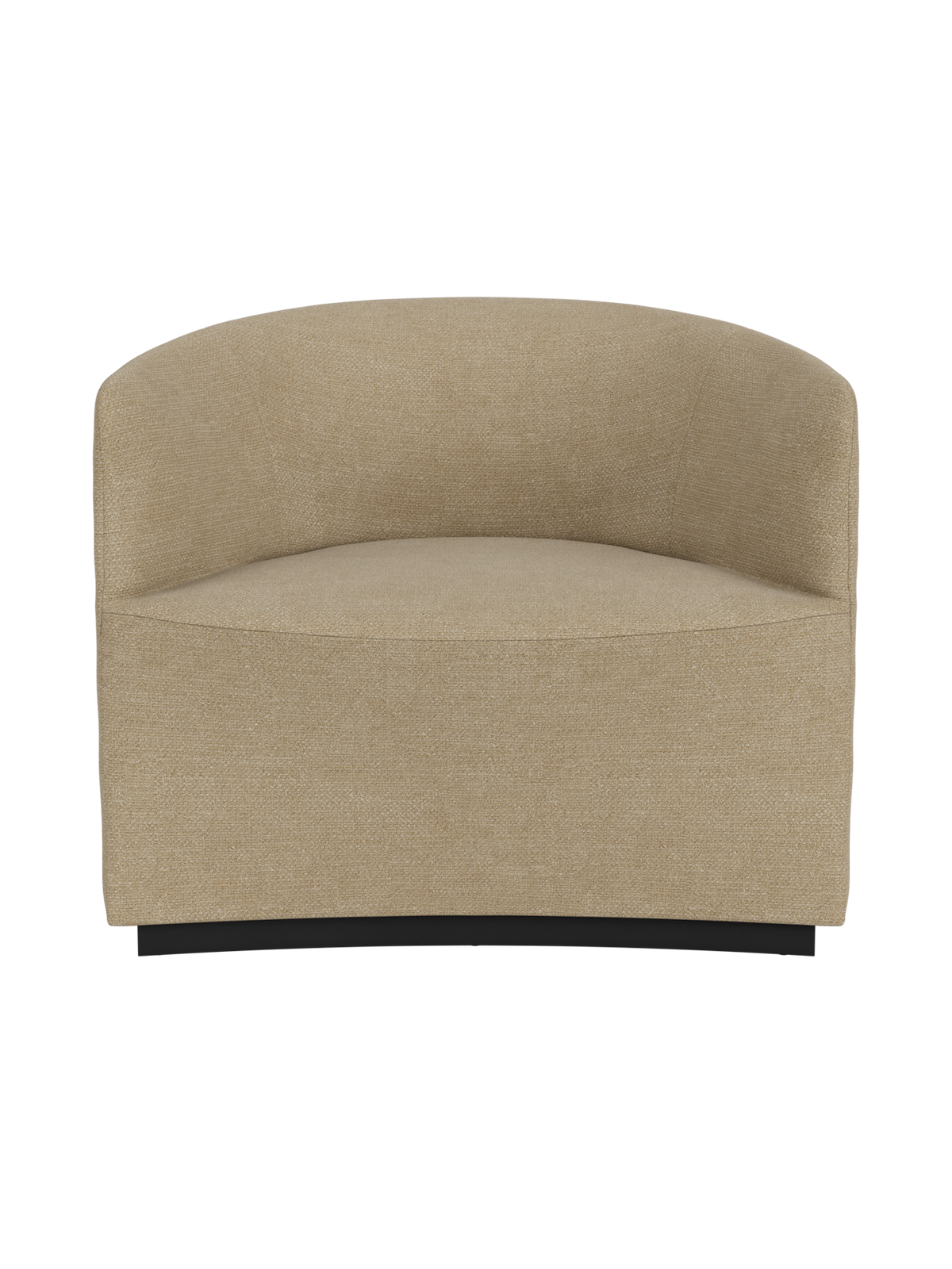 Front view of the Tearoom Lounge Chair in Audo Bouclé 02. The chair has a curved back, deep seat and is fully upholstered.