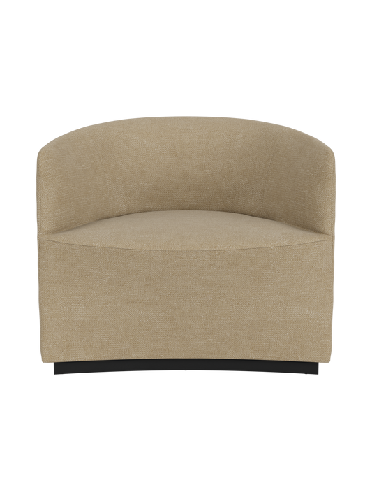 Front view of the Tearoom Lounge Chair in Audo Bouclé 02. The chair has a curved back, deep seat and is fully upholstered.