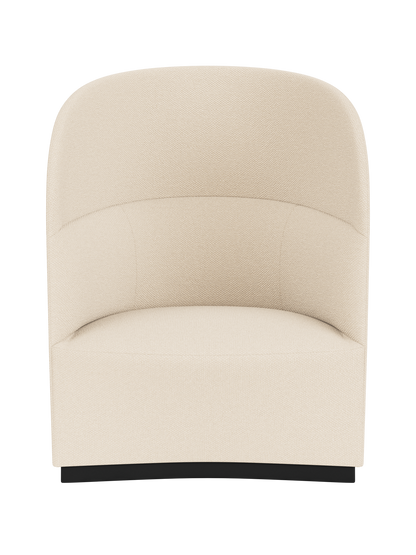 The Tearoom Lounge Chair, High Back, shown from the front. Fully upholstered in a textured, light cream Logan Jasmine fabric.