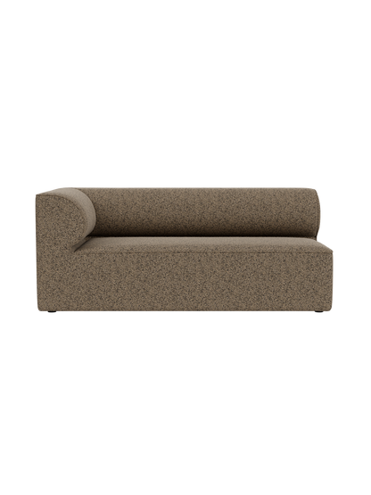 Front view of the Eave Modular Sofa, 86, Corner 172 module in a textured brown upholstery against a black background.