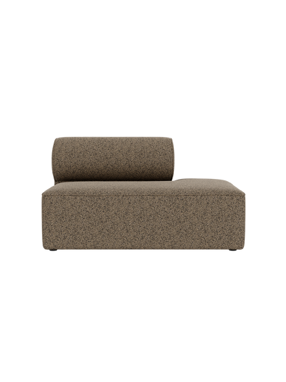 Front view of the Eave Modular Sofa, 86, Open End. Upholstered in a textured brown fabric against a black background.