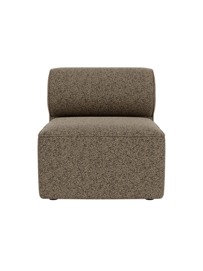 Front view of the Eave Modular Sofa, 86, Open Section, upholstered in a textured brown/black fabric, on a black background.