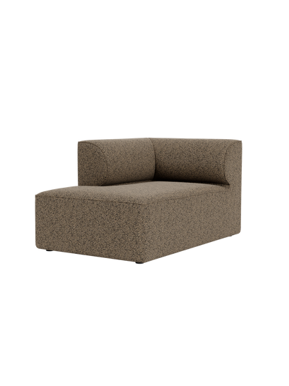 Eave Modular Sofa, 86, Chaise Longue module in brown textured fabric, at a side angle on a black background.