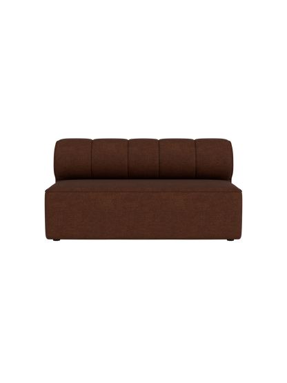 A front view of the Eave Seamline Modular Sofa, Open Section 172, upholstered in a textured brown Audo Bouclé 08 fabric.