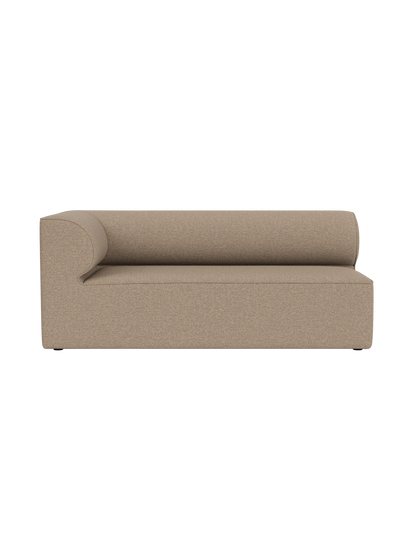 A front-facing view of the Eave Modular Sofa, 86, Corner 172 upholstered in a textured, light brown Logan Flint fabric.