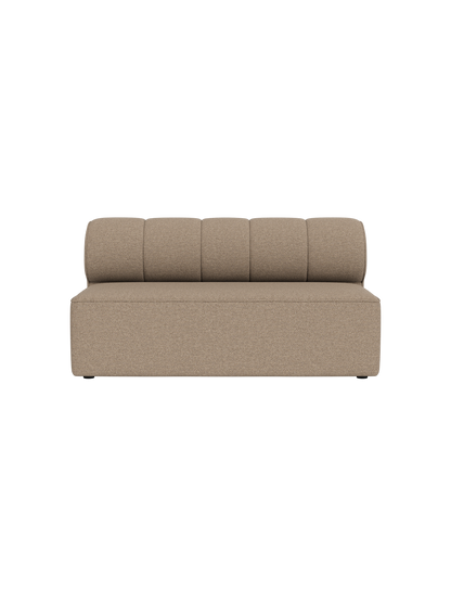 A front view of the Eave Seamline Modular Sofa, Open Section 172, upholstered in a textured, light-brown Logan Flint fabric.
