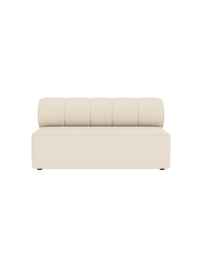 A front-on photograph of the Eave Seamline Modular Sofa, Open Section 172, upholstered in a light cream Logan Jasmine fabric.