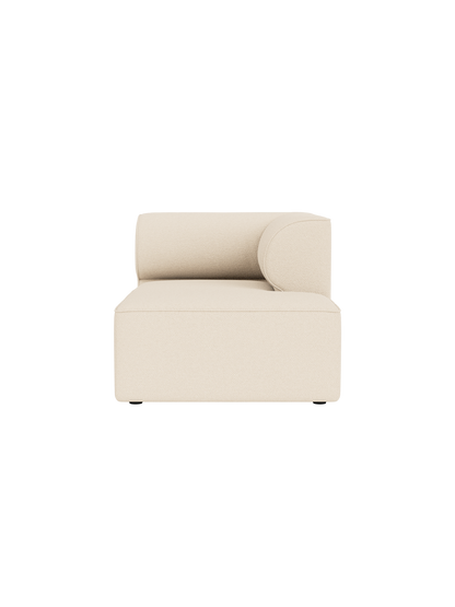 Front view of the Eave Modular Sofa Chaise Longue in cream Logan Jasmine fabric, featuring a low back and rounded armrest.