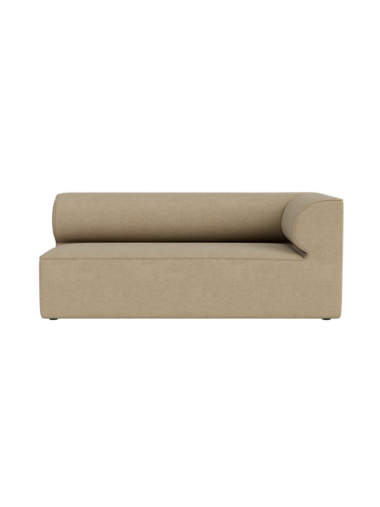 Front view of the Eave Modular Sofa, Corner 172, upholstered in beige Audo Bouclé 02 fabric against a black background.