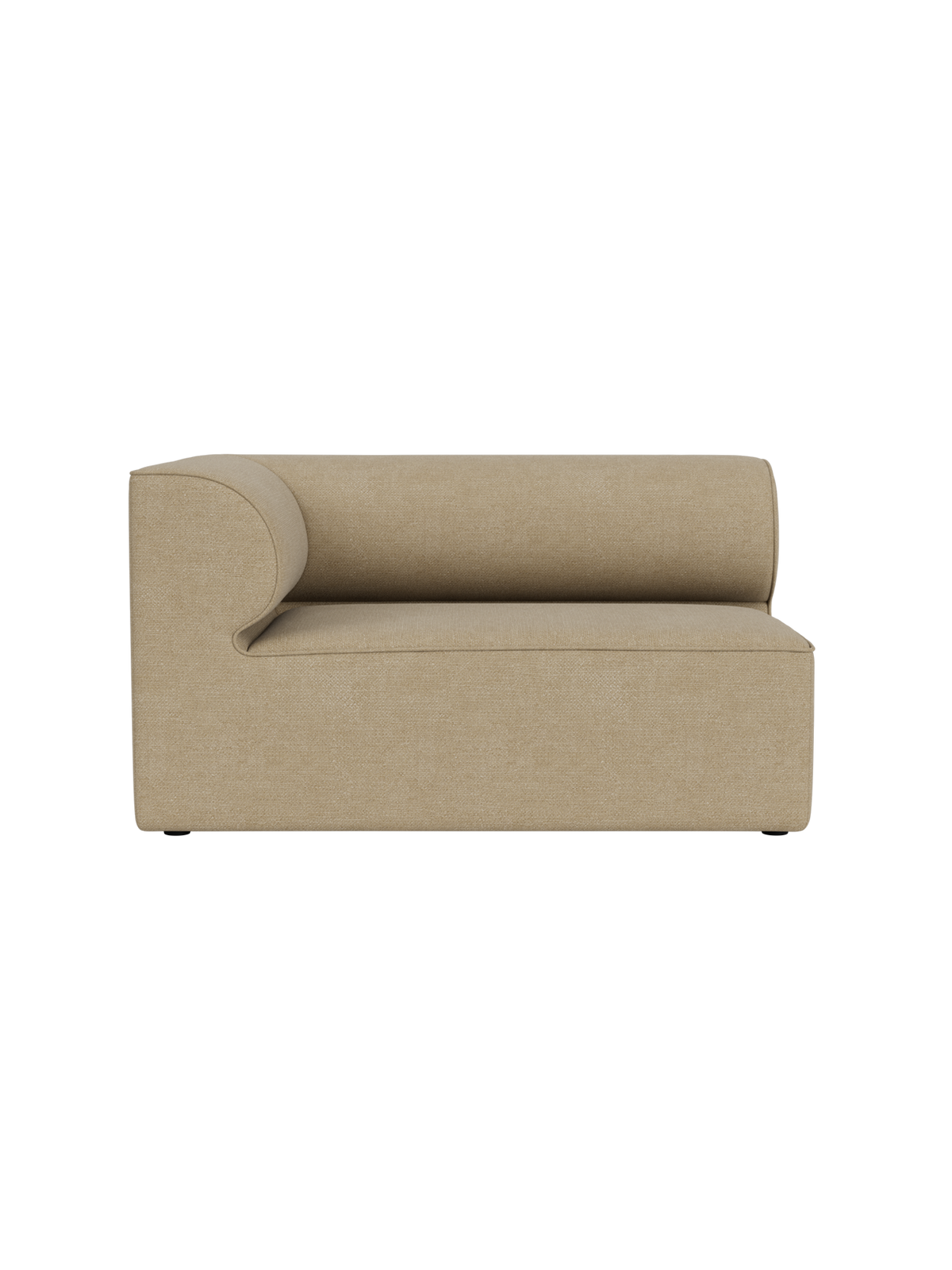 Top-down view of the Eave Modular Sofa Corner 129 module, upholstered in light beige Audo Bouclé 02 fabric.