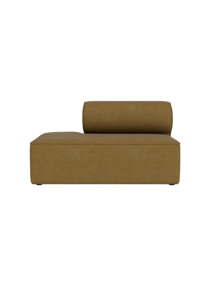A front view of the Eave Modular Sofa, 86, Open End, upholstered in a textured, mustard-yellow Audo Bouclé 06 fabric.