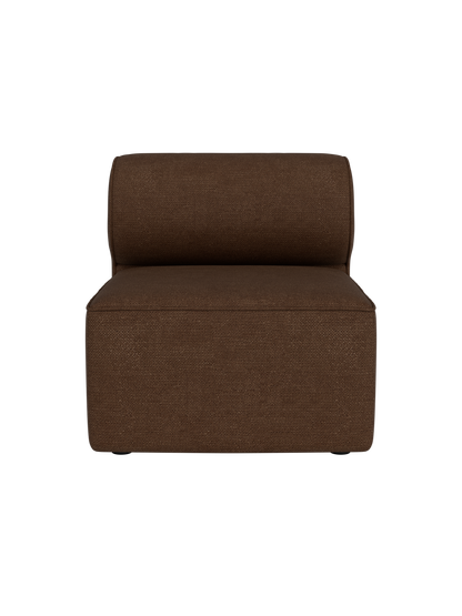 A front view of the Eave Modular Sofa, 86, Open Section, upholstered in a brown, textured Audo Bouclé 07 fabric.