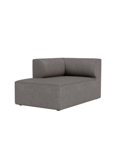 A three-quarter view of the Eave Modular Sofa Chaise Longue module in Audo Bouclé 16 fabric against a solid black background.