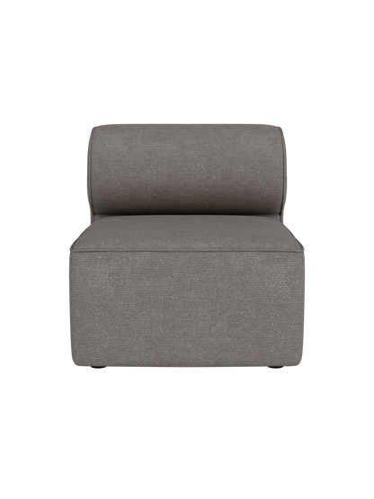 Front view of the Eave Modular Sofa, 86, Open Section in textured grey Audo Bouclé 16 fabric against a black background.