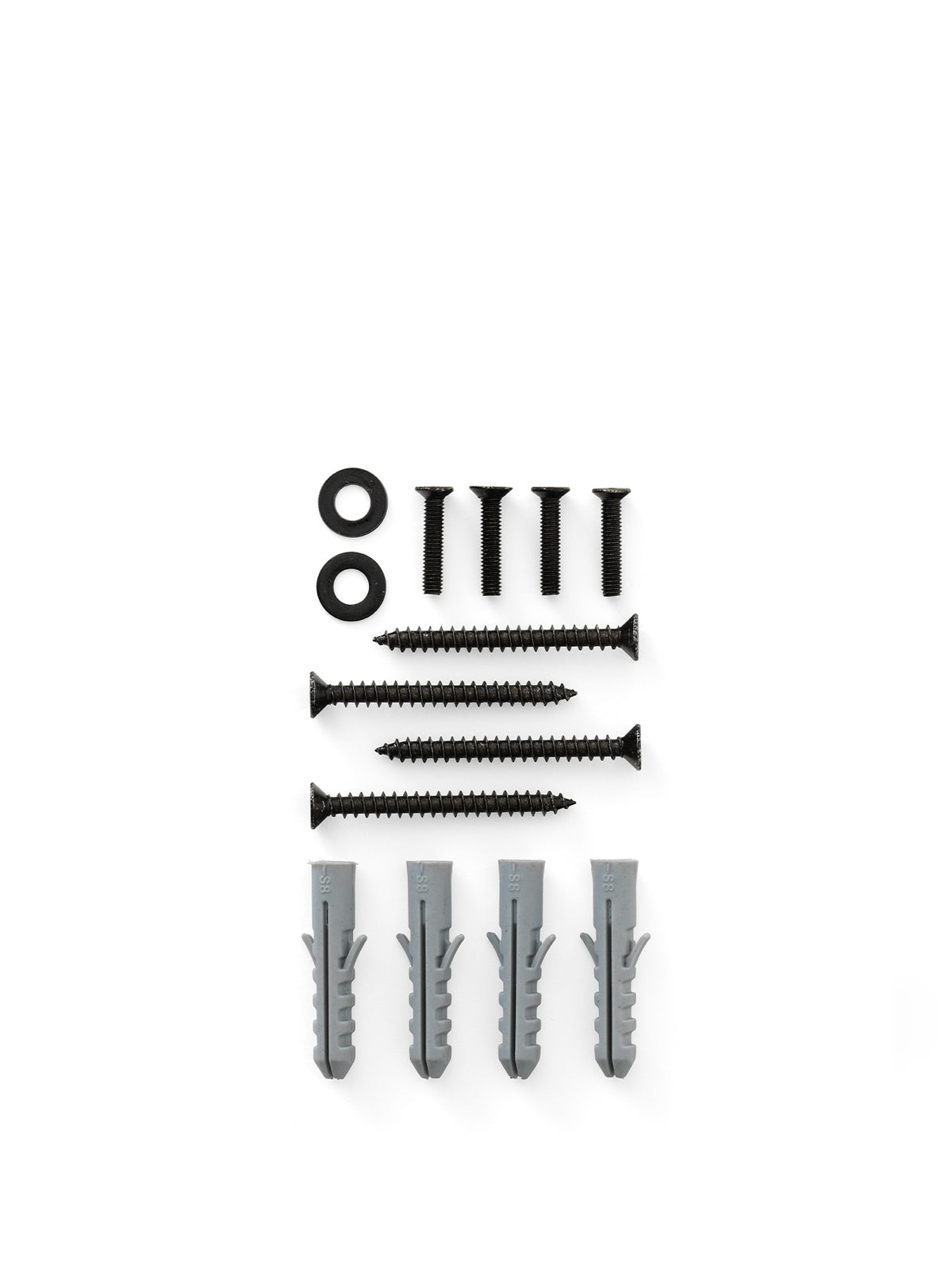 1 Set of screws for wall mounting of Rail Desk