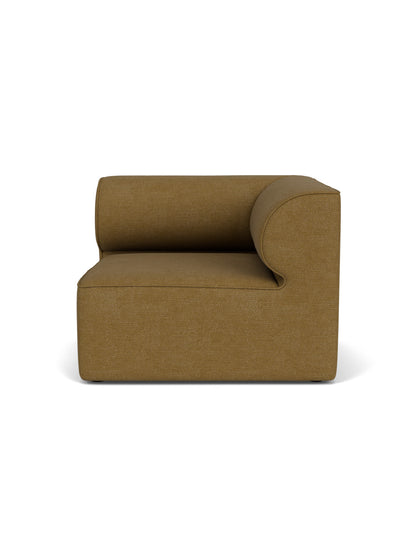 Front view of the Eave Modular Sofa 96 Corner Right module in textured, brownish-gold Bouclé 06 fabric on a white background.