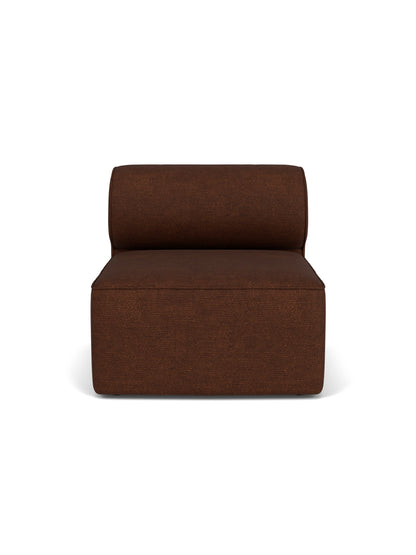 Front view of the Eave Modular Sofa, 96, Open Section. An armless module with a low back in textured dark brown fabric.