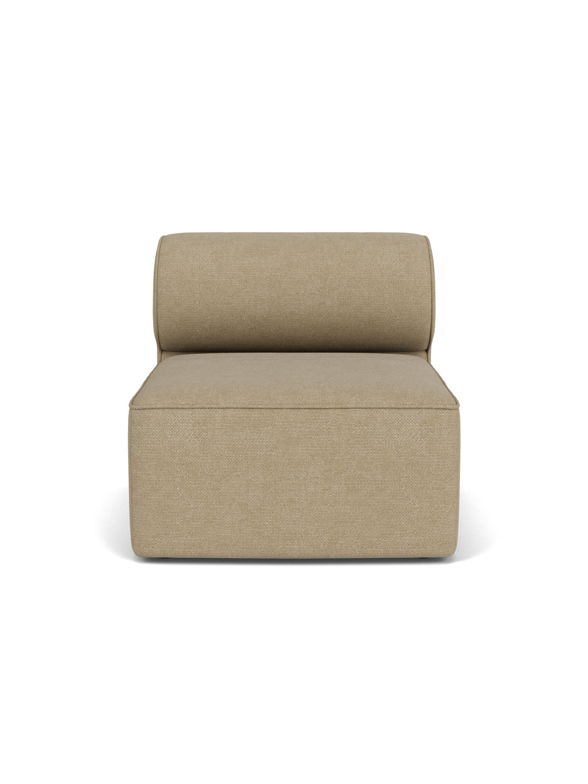 Front view of the Eave Modular Sofa, 96, Open Section module in a light brown bouclé fabric against a white background.