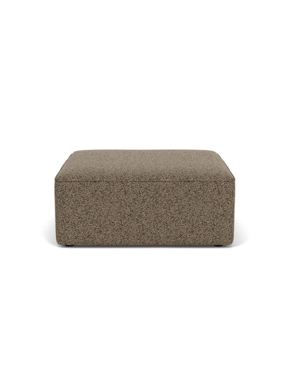 Front view of the Eave Modular Sofa Pouf, 96, upholstered in a textured brown Safire 001 fabric, on a white background.