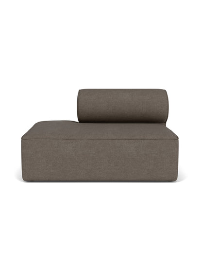 Eave Modular Sofa, 96, Open End 144, in brown bouclé fabric. Front view showing the deep seat and single curved backrest.