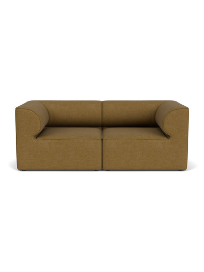 Front view of the Eave Modular Sofa, a two-seater in Configuration 1, upholstered in a textured mustard-brown bouclé fabric.