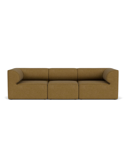 Front view of the Eave Modular Sofa 96, a 3-seater in Configuration 2, upholstered in a golden-brown bouclé fabric.