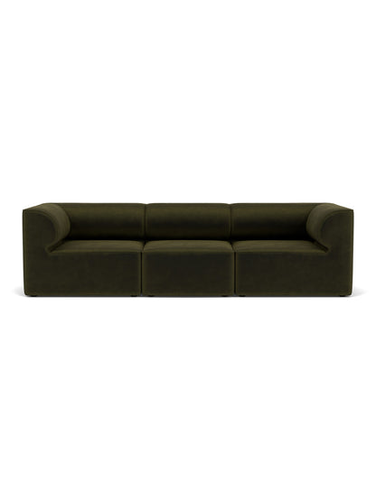 Front view of the Eave Modular Sofa, 96, 3-Seater, Configuration 2 in a dark olive green Champion 035 fabric.